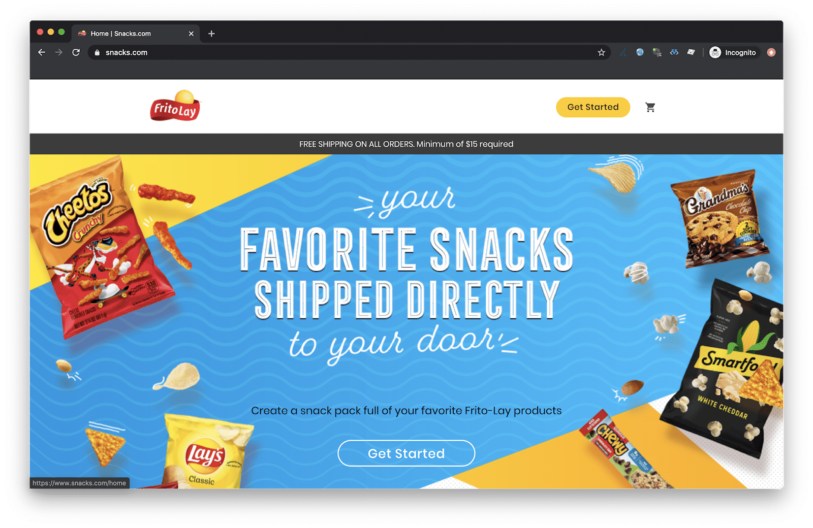 Frito Lay ships snacks home through snacks.com